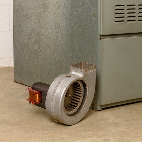 inducer motor next to a furnace