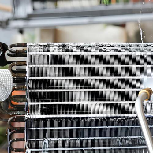 closeup of an air conditioner coil